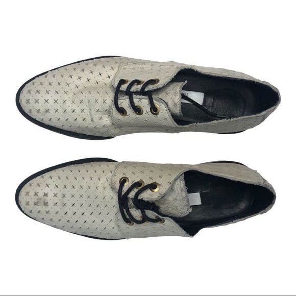 Miista London leather white lace up loafers size 38 EU or US women’s size 7.5 - Picture 2 of 12